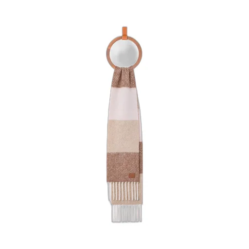 Logo Patch Striped Fringed Scarf