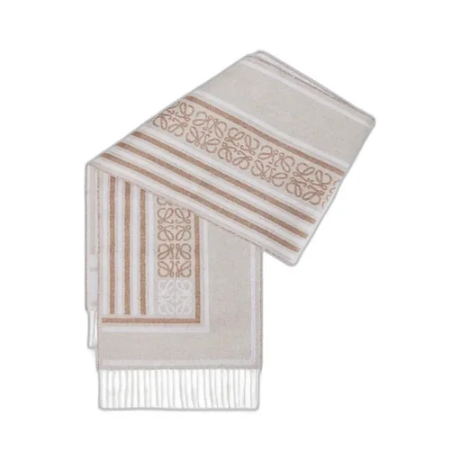 Anagram Jacquard Fringed Scarf