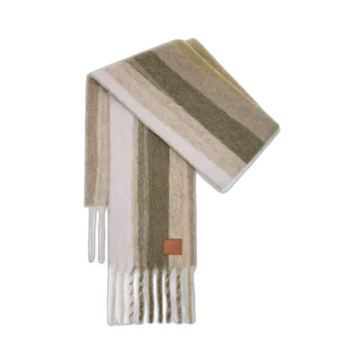 Fringed-Edge Striped Scarf