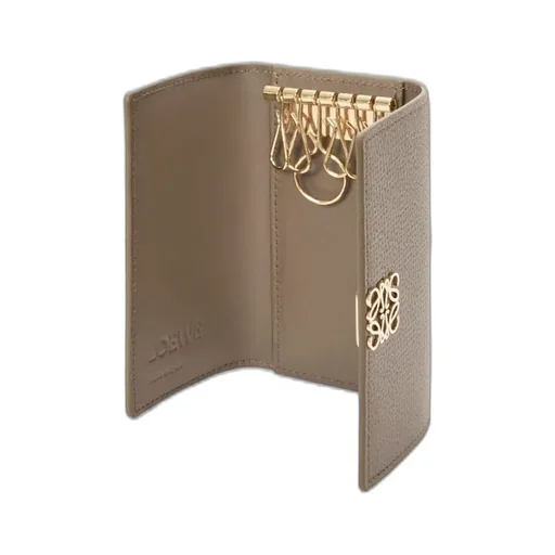 Anagram Key Case In Pebble Grained Calfskin