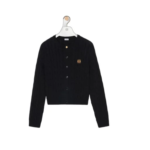 Cable-Knit Logo-Embroidered Cardigan
