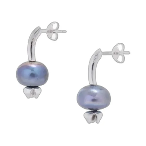 Blueberry Earrings In Sterling Silver And Pearl