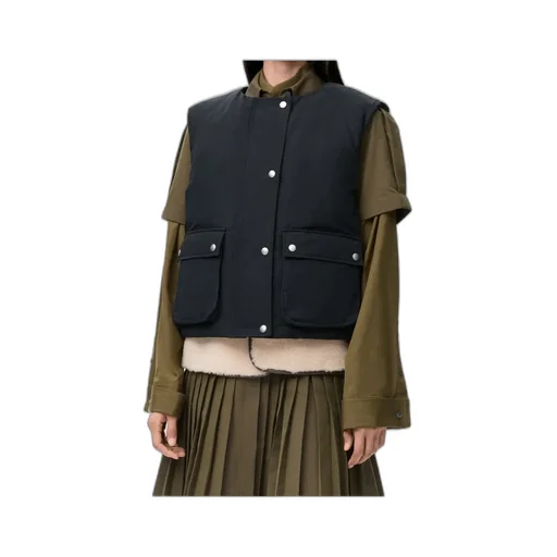 Puffer Vest In Shearling And Cotton Blend