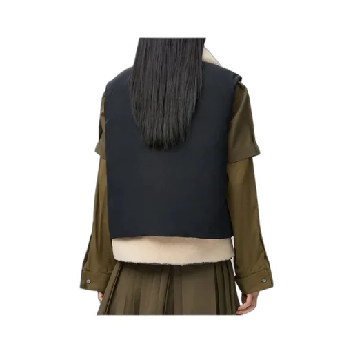 Puffer Vest In Shearling And Cotton Blend