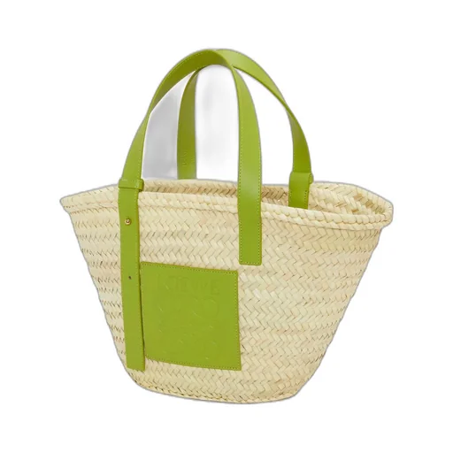 Basket Bag In Palm Leaf And Calfskin