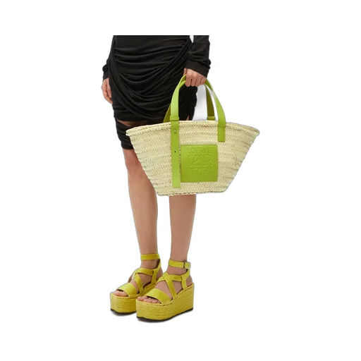 Basket Bag In Palm Leaf And Calfskin