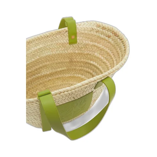 Basket Bag In Palm Leaf And Calfskin