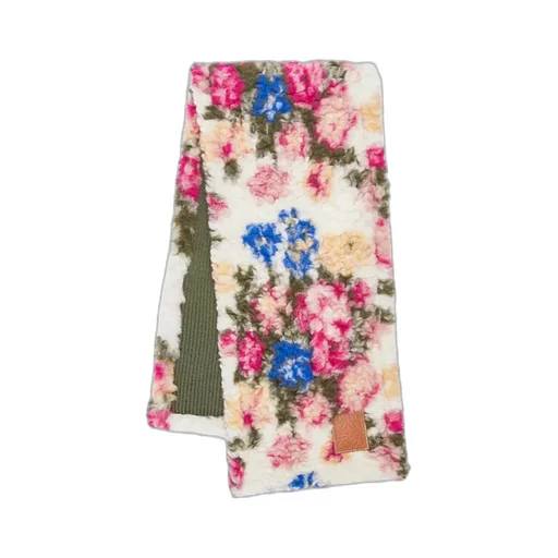 Floral-Motif Logo-Patch Scarf