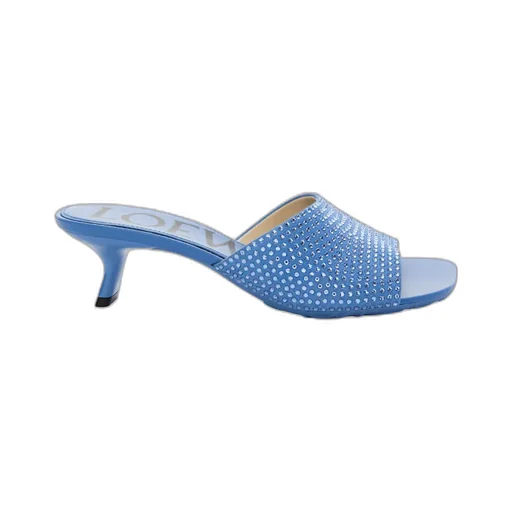 Petal Kitten Heel Slide In Suede And Crystals