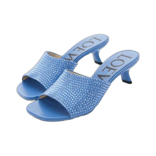 Petal Kitten Heel Slide In Suede And Crystals