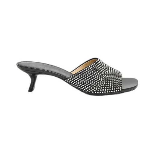 Petal Kitten Heel Slide In Suede And Rhinestones