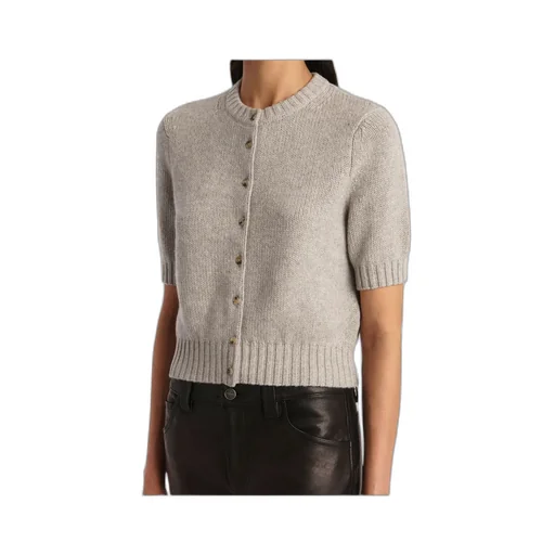 Short-Sleeve Button-Up Cardigan