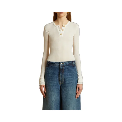 Long-Sleeved Ribbed-Knit Bodysuit