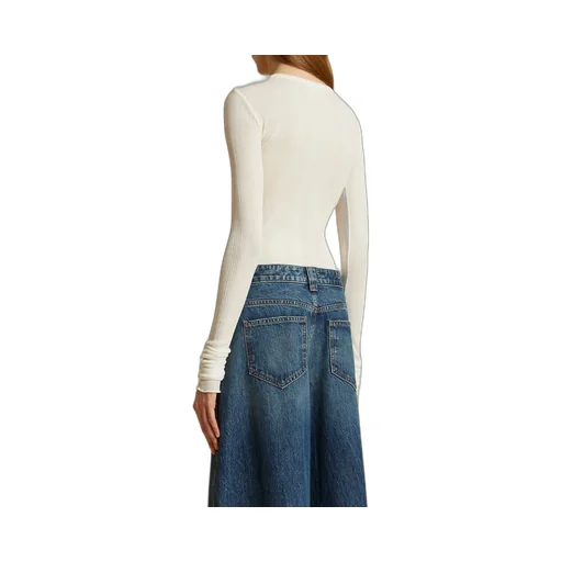 Long-Sleeved Ribbed-Knit Bodysuit