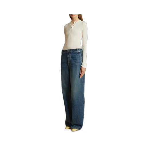 Long-Sleeved Ribbed-Knit Bodysuit