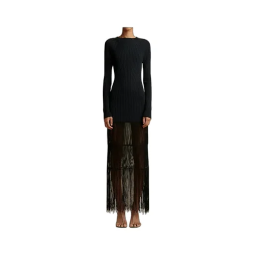 Cedar High Neck Fringed Dress