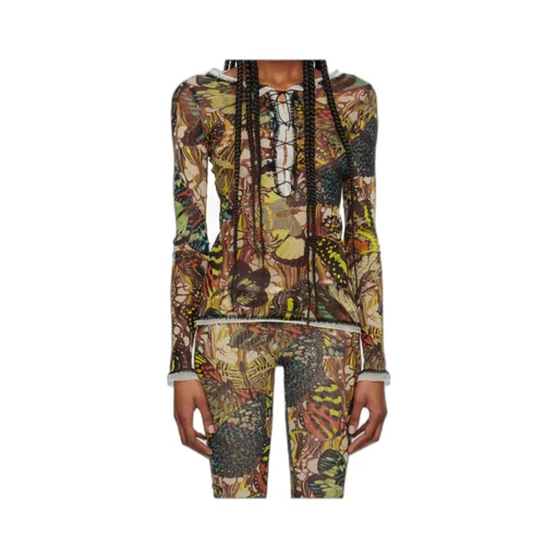 Papillon-Print Mesh Top