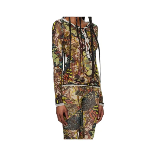 Papillon-Print Mesh Top