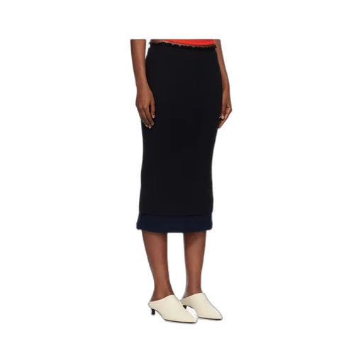 Lightweight Wool Layered Midi Skirt