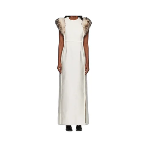 Fur-Trimmed Sleeveless Maxi Dress