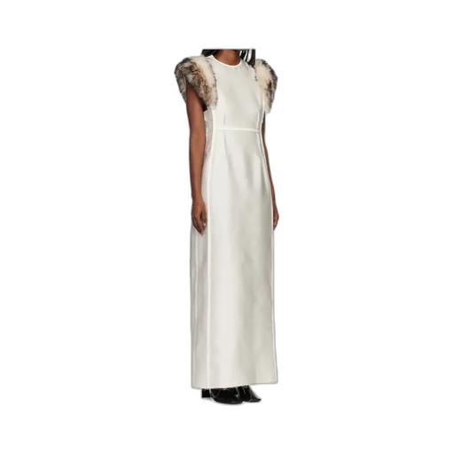 Fur-Trimmed Sleeveless Maxi Dress