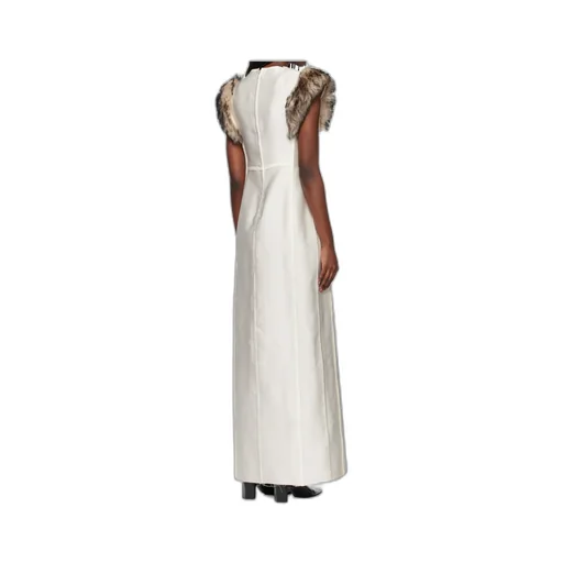 Fur-Trimmed Sleeveless Maxi Dress