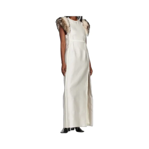 Fur-Trimmed Sleeveless Maxi Dress