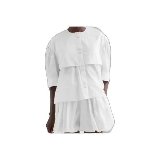 Gathered Short-Sleeves Poplin Shirt