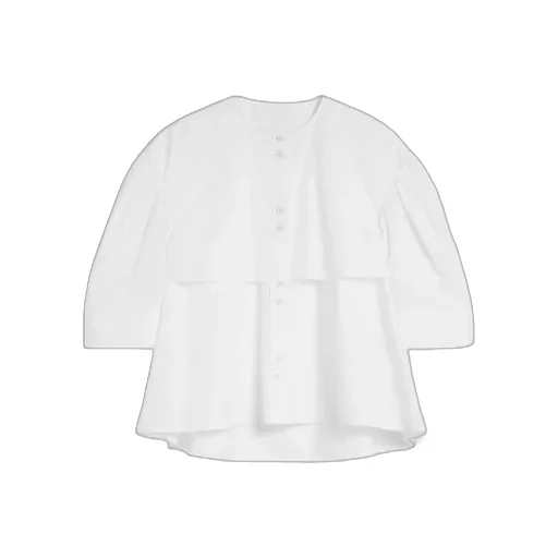 Gathered Short-Sleeves Poplin Shirt