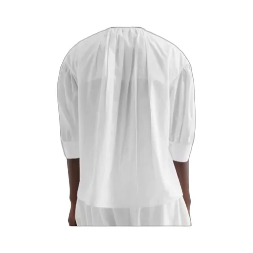 Gathered Short-Sleeves Poplin Shirt