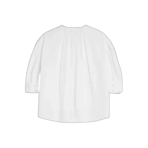 Gathered Short-Sleeves Poplin Shirt