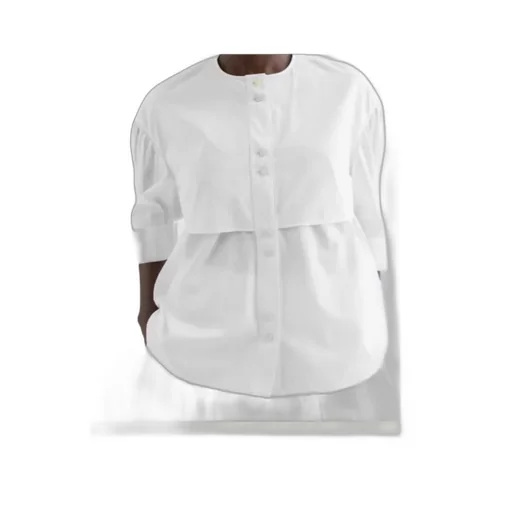 Gathered Short-Sleeves Poplin Shirt