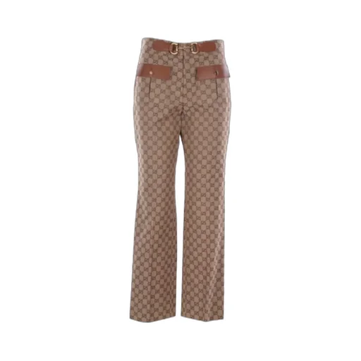 Monogram-Pattern Straight-Leg Trousers