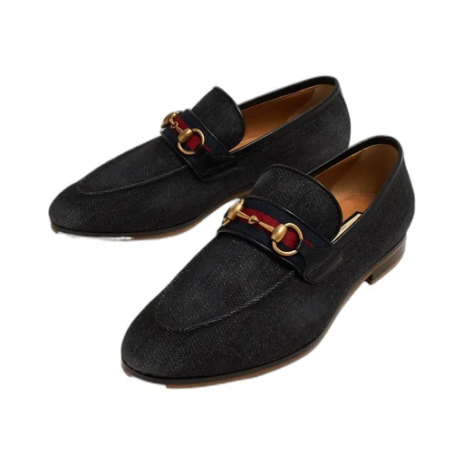 Horsebit Detailed Denim Loafers