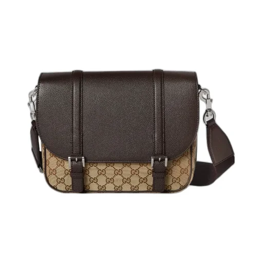 Buckle Detailed Monogrammed Crossbody Bag