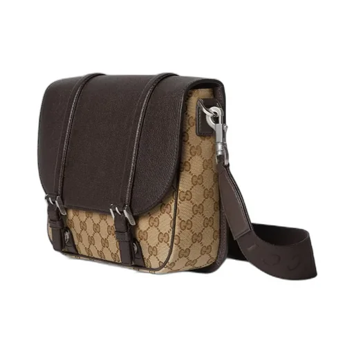 Buckle Detailed Monogrammed Crossbody Bag