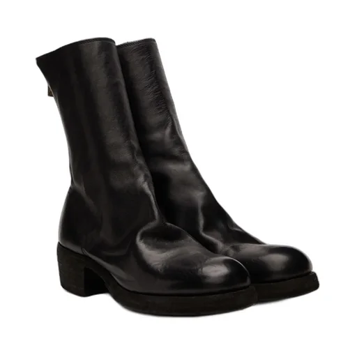 Zip-Up Heeled Leather Boots