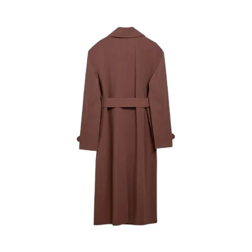 Spread-Collar Belted Trench Coat