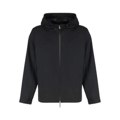 Zip-Up Drawstring-Hem Hooded Jacket