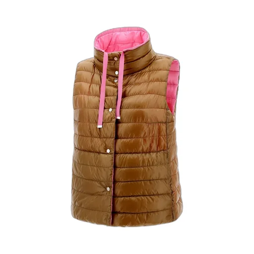 High-Neck Drawstring Reversible Padded Gilet