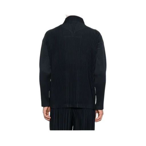 Pleated Zipper Turtleneck Cardigan