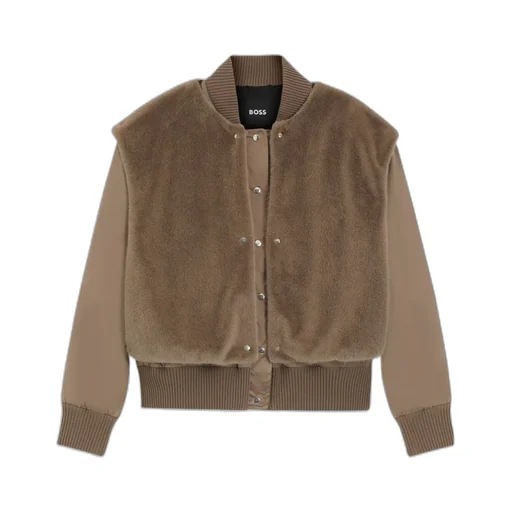 Removable Faux-Fur Gilet Satin Bomber Jacket