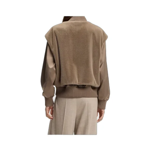 Removable Faux-Fur Gilet Satin Bomber Jacket