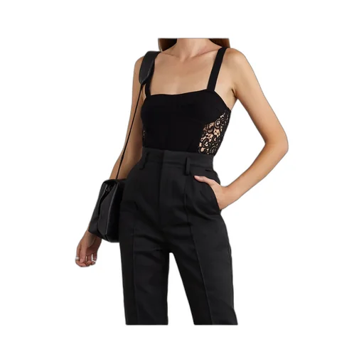 Glass Embossed Lace Trim Bodysuit