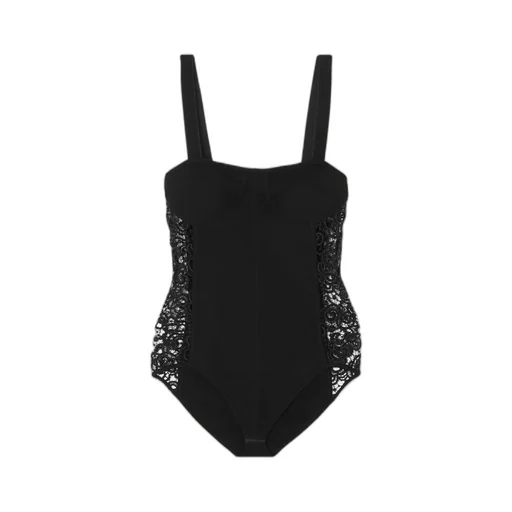 Glass Embossed Lace Trim Bodysuit
