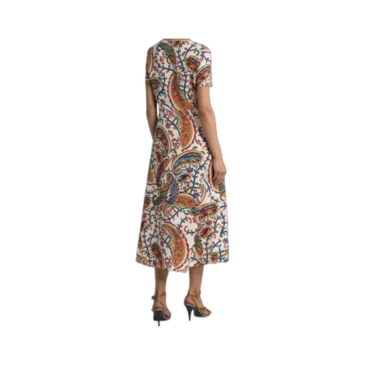 Paisley Printed Short Sleeved Midi Dress