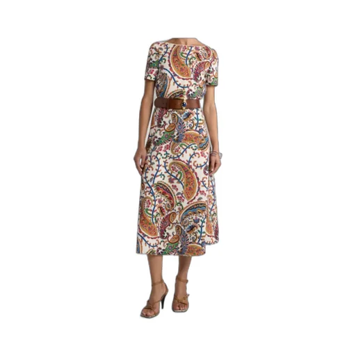 Paisley Printed Short Sleeved Midi Dress