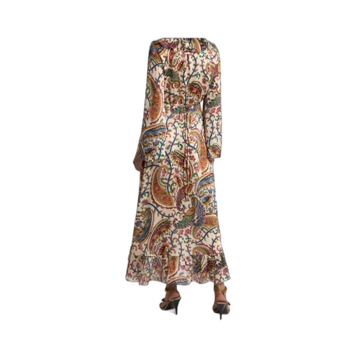 Floral Paisley Motif Long Wrap Dress