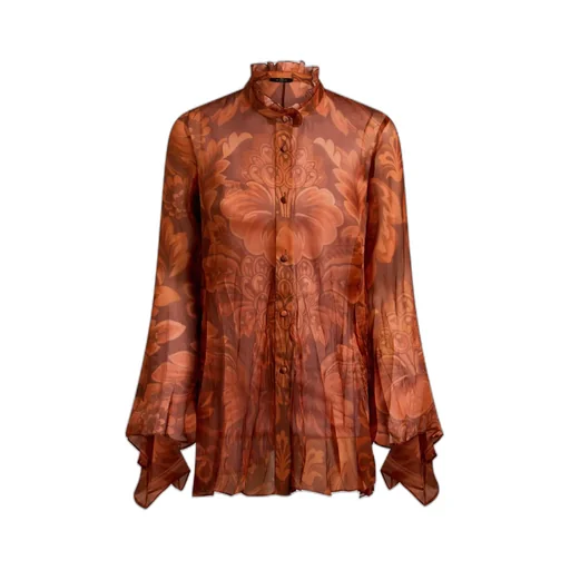 Floral-Printed Pleated Shirt