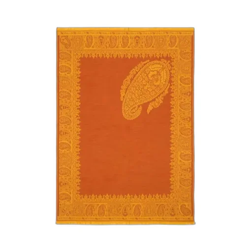 Wool Throw Blanket With Floral Paisley Motif